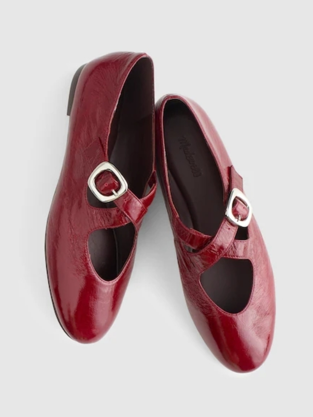 New! Madewell The Remy Crisscross Mary Jane Flat in Leather Cabernet 6.5